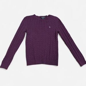 Ralph Lauren Purple Cable Knit Crewneck Sweater